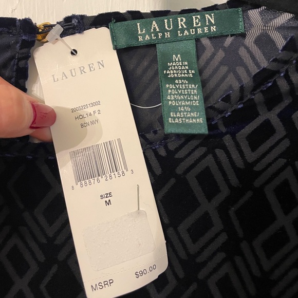 Ralph Lauren Velvety Blue Blouse with Peplum Waist - Picture 6 of 9